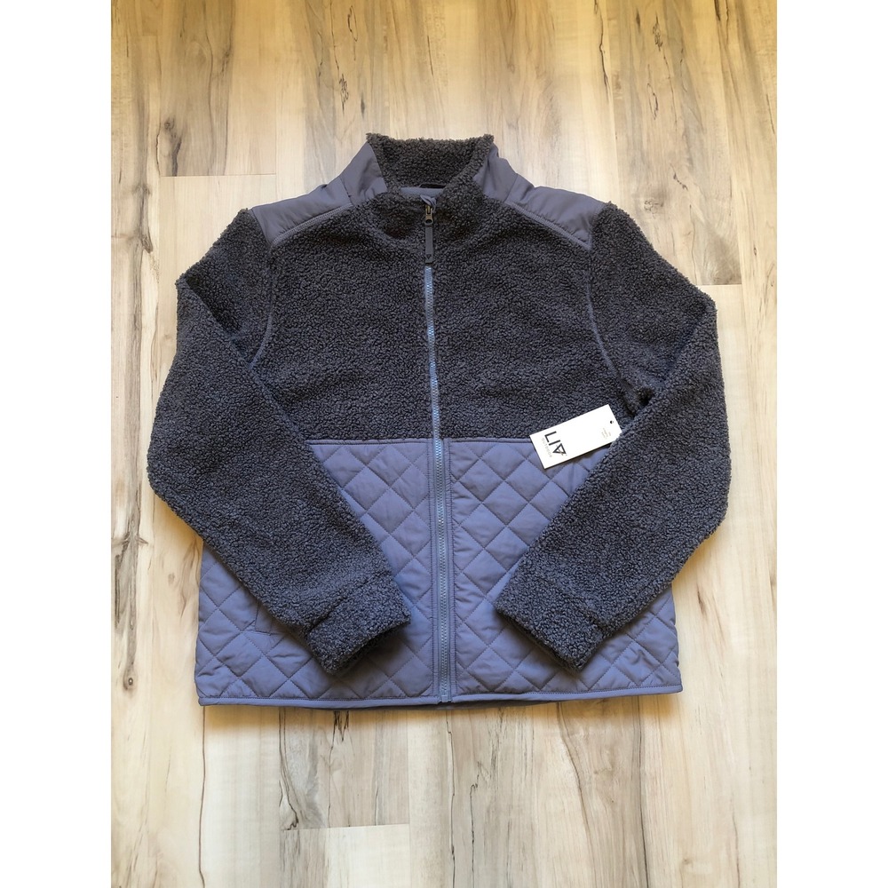 LIV Outdoor Women Sherpa Fleece Quilted Hybrid Full Zip Jacket Grey Blue WF42006